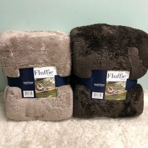 Berkshire | Fluffie Throw Set | 2 Pack | Chocolate & Tan (PM_B63)